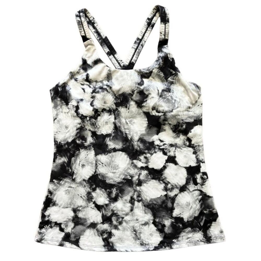 ATHLETA Floral Crush Optimism Tank  Black White Gray  Activewear  SZ M